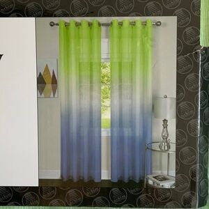 Rainbow Green and Blue Curtain with Grommets